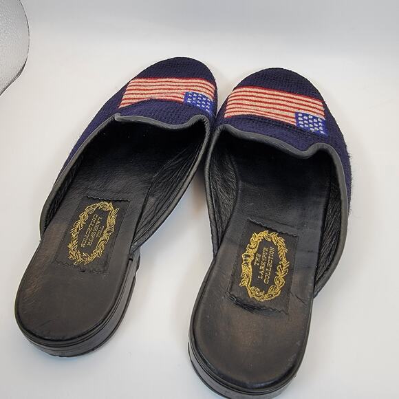 The Larkspur Collection Mules Slip On Shoes American Flag Needlepoint Sz 7-7.5 - Picture 4 of 6